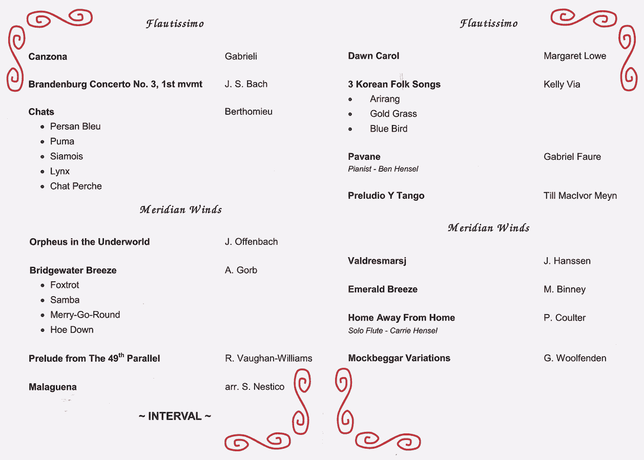 Programme for Turner Sims concert with Meridian Winds, 29th March 2008