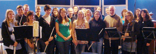 Present members after recording their tracks for the CD