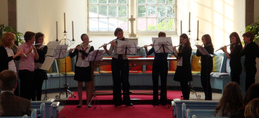 Peebles flute choir at concert in Canongate Kirk