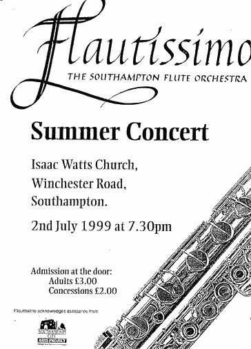 Poster for 2nd July 1999 concert